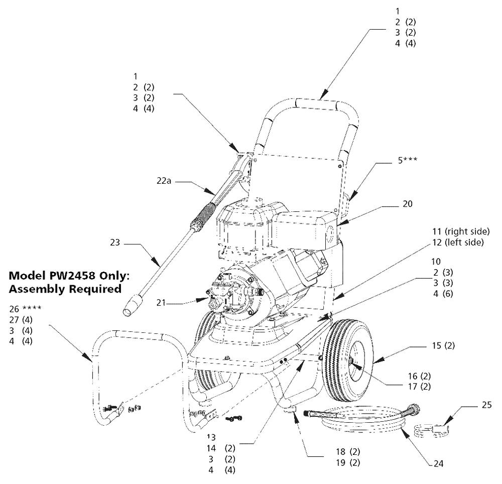 Pressure-Washer Parts Diagram and Parts List for PW2458H1  Campbell Hausfeld Pressure Washer